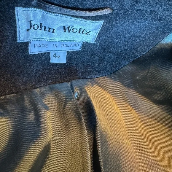 John Weitz Cashmere Wool blend Double-Breasted Dark Gray Coat Sz 4p - Picture 3 of 15